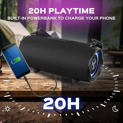 TREBLAB Ultra Loud Wireless Speaker - 60W Stereo Sound with Deep Bass, 20H Playtime, Powerbank, Waterproof, Loudest Portable Bluetooth Speaker for Home, Outdoor Party, Beach, Work, Travel, HD-Max