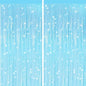 GCB 2Pack Macaron Blue Metallic Tinsel Foil Fringe Curtains, Pastel Blue Door Streamers Photo Booth Backdrop for Birthday Party, Tinsel Curtain Backdrop for Baby Shower Bachelorette Party Decorations