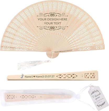 20 PCS Custom Fans Personalized Folding Fans for Line Dancing Wooden Hand Fan Wedding Favors Gift for Guests Personalized Fans for Events