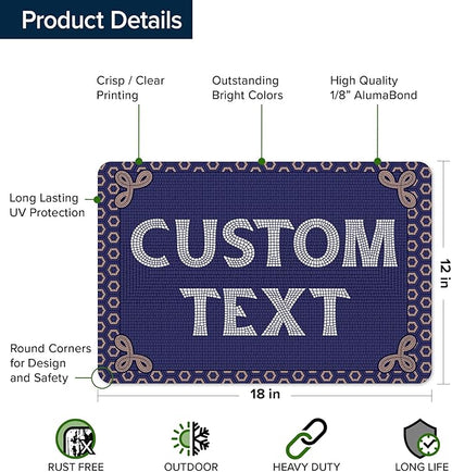 Custom Sign, Custom Street Sign, 11 Font Colors, 13 Font Styles, 4 Hole Options, 22 Sizes, 12x18 Inches, Rust Free DiBound, Fade Resistant, Made in USA by My Sign Center (Fauxsaic 1)