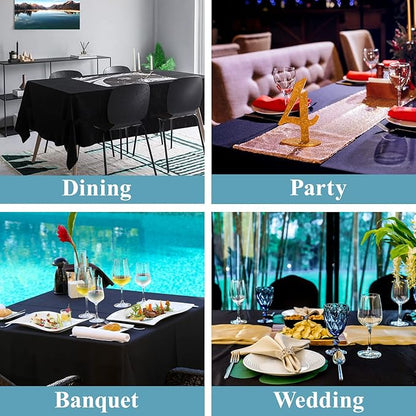 VidaFete Tablecloth 60 * 102inch 10 Pack Rectangle Table Cloth Polyester, Stain Wrinkle Resistant Dining Table Cover for Kitchen Dinning Party Wedding Rectangular Tabletop Buffet Decoration (Black)