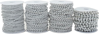 5mm Crafts Faux Pearl Beads Garland Pearl Bead Roll Strand of Pearls to Decorate Floral Centerpieces Wedding Party Favor Christmas Tree(99 Feet Silver)