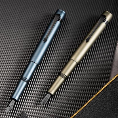 Hongdian M2 Black Forest Mini Fountain Pen, Long Blade Nib & Sleek Shape Aluminium Short Pocket Travel Pen (Midnight Blue)