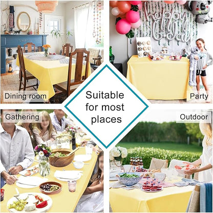 Hiasan Waterproof Tablecloth Rectangle - Washable Fabric Table Cloth for Dining Room Kitchen Birthday Party and Outdoor Use, Light Yellow, 70 x 140 Inch
