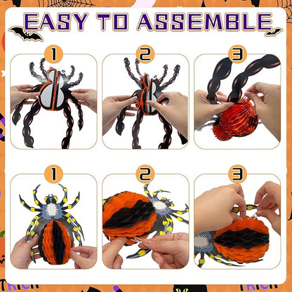 Halloween Office Decorations Indoor Kit - Pumpkin Lanterns, Bats Skull Head Banner, Spider Pumpkin Hanging Happy Halloween Banner For Office Classroom Home 14PCS