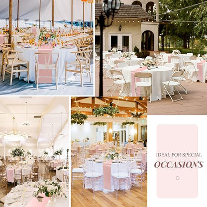 12 Pack Rose Gold Satin Table Runner,12 x 108 inch Long Premium Smooth Table Runner for Wedding, Banquets, Birthday, Party, Graduation, Engagements,Table Runners fit Rectangle and Round Table