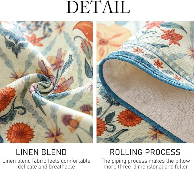 ISAENNE Designer Bohemian Elegant Linen Extra Long Table Runner 118 Inches,Colorful Flower Pattern Table Runners for Dining Tables,Thanksgiving,Kitchen Tables,Christmas,12"*118"-Floralsea A