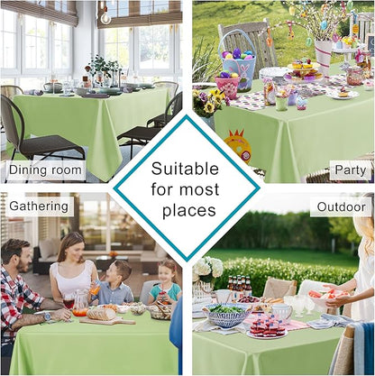 Hiasan Light Sage Rectangle Tablecloth - Waterproof Washable Polyester Fabric Table Cloth for Buffect Dining Birthday Party, 54 x 80 Inch