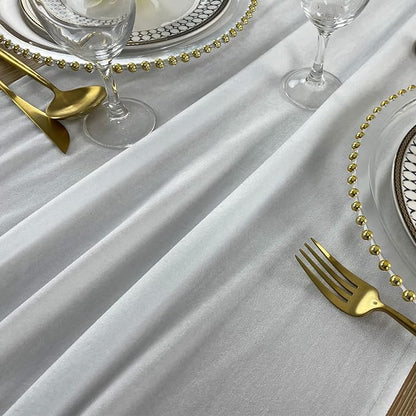 Luxurious Velvet Table Runner, 10ft Wedding Reception Decorations, 20x120inch Soft Velvet Fabric, Table Linen Overlay, Wedding Table Runners (White, 20X120inch)
