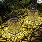2 Pack Bronze Solar Lanterns - Waterproof Metal Hanging Solar Lights Outdoor Decorative, Solar Powered LED Lamp for Patio Tabletop Porch Deck Yard Garden Decor for Outside (Rose)