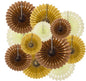 ZOOYOO Hanging Paper Fans Party Decorations,12 Pcs Brown Honeycomb Round Fans,Ceiling Decor for Birthday,Wedding,Graduations,Thanksgiving,Boho Party Backdrop
