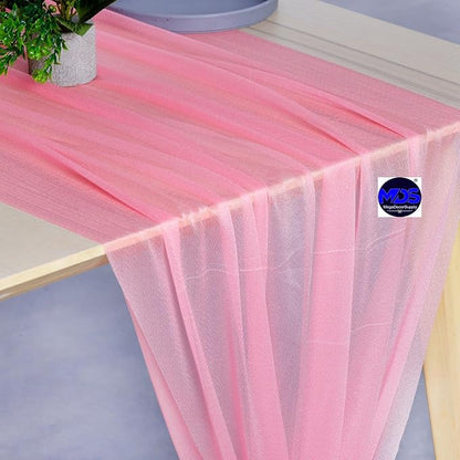MDS 20 Pack 10ft Chiffon Table Runner 29 x 120 Inches Sheer Wedding Runner Romantic Rustic Table Runner for Wedding Decorations, Birthday Parties, Bridal Shower Party Arch Decor - Coral