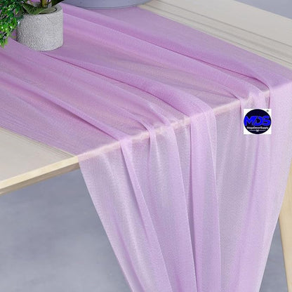 MDS 20 Pack 10ft Chiffon Table Runner 29 x 120 Inches Sheer Wedding Runner Romantic Rustic Table Runner for Wedding Decorations, Birthday Parties, Bridal Shower Party Arch Decor - Orchid