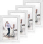 6x9 Picture Frame Set of 4, High Definition Glass Distressed White Frame, 6 x 9 Wood Photo Frames for Horizontal or Vertical Tabletop Display and Wall Mounting