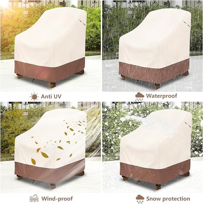okcool Patio Adirondack Chair Cover 2 Pack,Waterproof Heavy Duty Outdoor Chair Covers,Patio Adirondack Chair Cover for Outdoor Chair,(33W x 35D x 36H inches),Beige & Brown