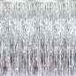 GOER 3.2 ft x 9.8 ft Metallic Tinsel Foil Fringe Curtains Party Photo Backdrop Party Streamers for Birthday,Graduation,New Year Eve Decorations Wedding Decor (Silver,1 Pack)