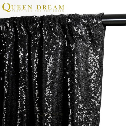 Black Sequin Backdrop 4 Panels 2FTx8FT Halloween Backdrop Curtains Party Backdrop Wedding Baby Shower Decoration