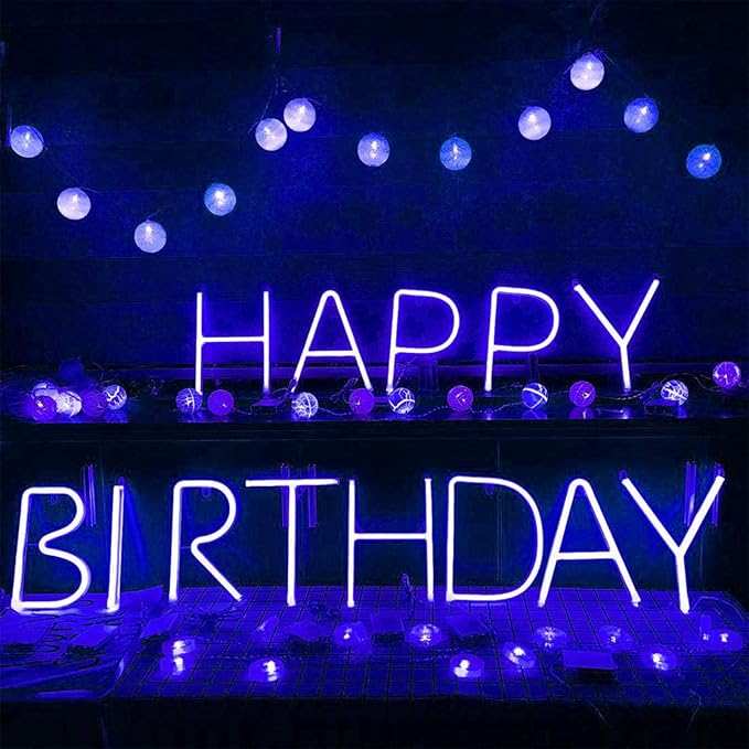 ENUOLI Blue Neon Letter Sign - Battery/USB Powered LED Alphabet Neon Art Lights for Wedding, Birthday, Christmas, Home Bar Decoration (A)