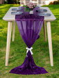 MDS 15 Pack 10ft Chiffon Table Runner 29 x 120 Inches Sheer Wedding Runner Romantic Rustic Table Runner for Wedding Decorations, Birthday Parties, Bridal Shower Party Arch Decor - Cadbury Purple