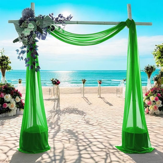 MDS Halloween Chiffon Draping Fabric - 1 Panel, 30" Wide x 30ft Long - Sheer Spooky Arbor & Canopy Drapery for Haunted House Backdrops, Party Ceilings, DIY Costumes & Themed Events - Green