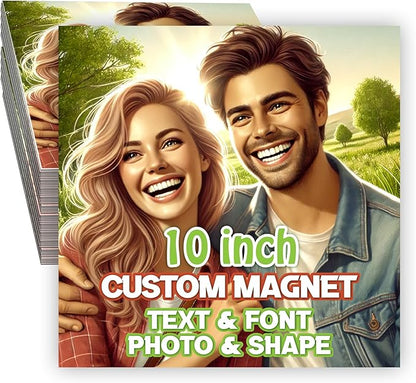 KETABAO – 10" Personalized Car and Refrigerator Square Photo Magnets - Create Customized Photo Magnets for The Office and Kitchen