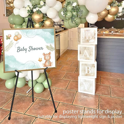 63" Display Easel Stand - 2Packs Art Easels for Wedding Sign Poster Stand Folding Floor Adjustable Metal Black Easel Instant Tripod Easel for Painting Wedding Welcome Sign Stand