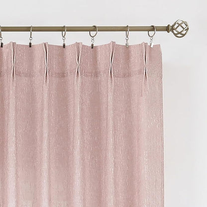 Vision Home Pink Pinch Pleated Semi Sheer Curtains for Girls Bedroom Living Room Textured Light Filtering Window Curtains 84 inch Rayon Blended Pinch Pleat Pink Drapes with Hooks 2 Panels 40" Wx84 L