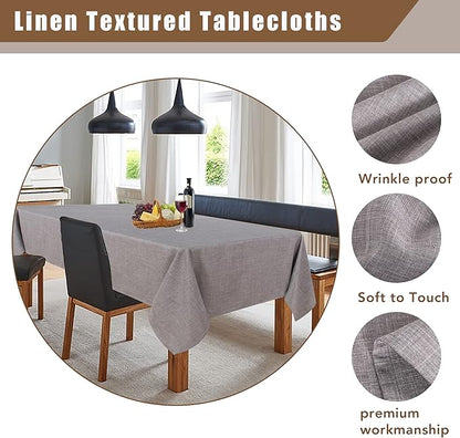 Fitable Faux Linen Tablecloth Rectangle 60 x 102 Inch - Rustic Fabric Table Cloth for 6 Foot Tables, Stone Faux Burlap Table Cover for Kitchen Dining, Party, Farmhouse