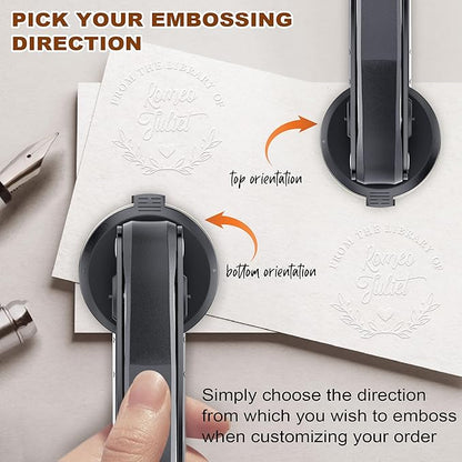Book Embosser Personalized - Custom Library Embosser Stamp Gifts for Book Lovers, Readers, Teachers (Floral-06)
