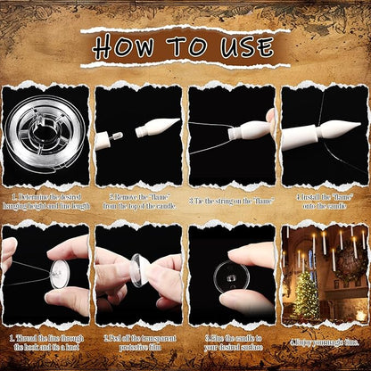 24PCS Floating Candles with Wand, Magic Hanging Candles, Flickering Warm Light LED Taper Flameless Candles with Wand Remote for Halloween,Christmas Party Decorations Indoor Deco,Bset Gift.