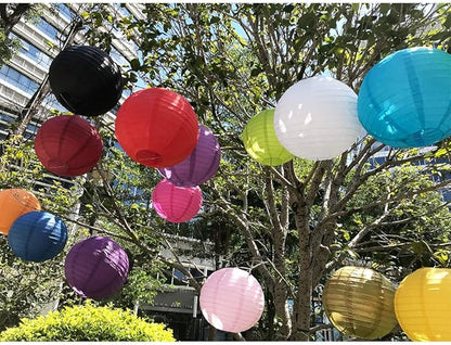 BEISHIDA 21 Pcs Red Blue White Round Paper Lanterns Decorative Hanging Asia Chinese Japanese Paper Lanterns Lamp for Birthday Wedding Baby Bridal Shower Home Decor Party Decoration