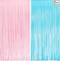 Pink and Blue Party Photo Backdrop - GREATRIL Foil Fringe Tinsel Streamers for Pastel/Easter/Birthdays Party Decorations - 3.2ft X 8.2ft - 2 Packs