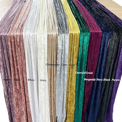 Luxurious Crushed Velvet Table Runner, Wedding Reception Decorations, Soft Velvet Fabric, Table Linen Overlay, Wedding Table Runners (Navy, 12X108 inch)