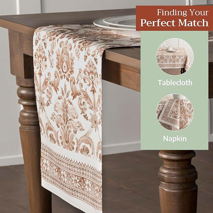 Maison d' Hermine Table Runner 100% Cotton Double Layer Table Runners 72 inches Long for Thanksgiving Christmas Decorations Home Kitchen Dining Party Wedding (Allure, 14.5" x 72")