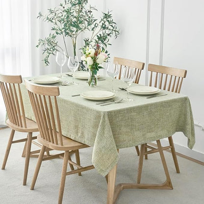 maxmill Flaxy Faux Linen Tablecloth with 2-Tone Slubby Yarn Textured Weaves Wrinkle Resistant Anti-Shrink Soft Table Cloth for Kitchen Dining Restaurant Tabletop Rectangle 60 x 120 Inch Sage