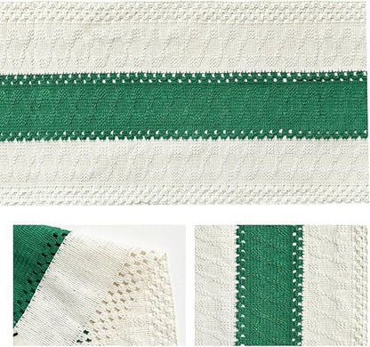 Artoid Mode Dark Green Farmhouse Rustic Table Runner, Seasonal Holiday Hollow Kitchen Dining Table Decoration for Home Party Decor 12x48 Inch