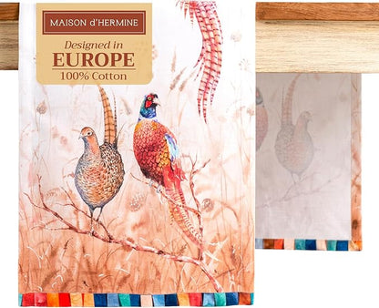 Maison d' Hermine Table Runner 100% Cotton Single Layer Table Runners 108 inches Long for Thanksgiving Christmas Decorations Home Kitchen Dining Party Wedding (Faisan D'Automne, 14.5" x 108")