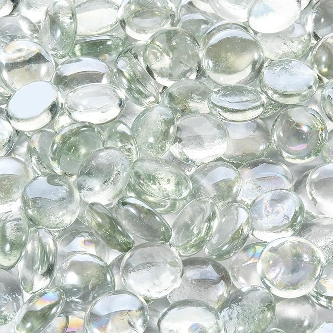 20 Pounds Firepit Glass, 3/4 Inch Glass Beads, Rocks for Fire Pit Table, Fireplace and Fire Bowl, Crystal Luster Firepit Rocks