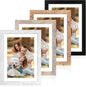 10x14 Picture Frame Set of 4 with Tempered Glass, Display 8x12 Picture with Mat or 10 x 14 Without Mat, Mixed Color Wood Photo Frames for Wall Mounting
