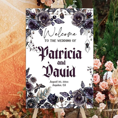 Halloween Wedding Welcome Sign, Til Death Do Us Part Welcome Sign, Halloween Couples Shower, Gothic Love Wedding Welcome, Signage Halloween Reception, Welcome Wedding Sign With Stand Decorations