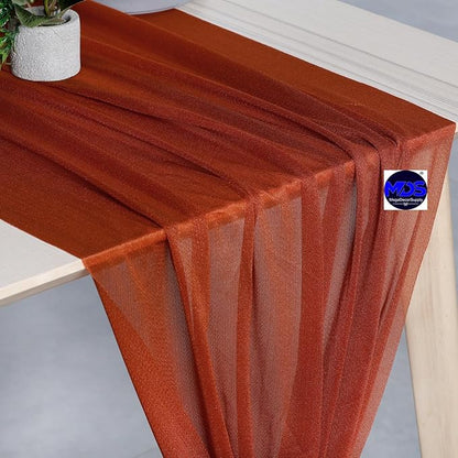 MDS Halloween Chiffon Table Runner - 5 Pack, 29 x 170 Inches, 14ft Each - Sheer Spooky Table Runners for Haunted House Parties, Trick-or-Treat Tables, Witchy Décor, Wedding & Events - Terracotta