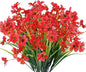 12 Bundles Artificial Flowers Outdoor UV Resistant Fake Flowers No Fade Faux Plants Garden Porch Window Box Decorating (Deep Red)