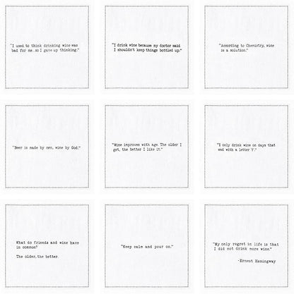 Five Star Napkins Wine Quotes, White Cotton Cocktail Napkins, Beverage Napkins, Bar Napkins, Cloth Napkins, Party Napkins, Events, Holidays, Weddings, Birthdays, Disposable, 4.5" x 4.5"- (50x)