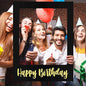 32 x 24 Inch Large Photo Booth Props Picture Frame Happy Birthday Party Frame DIY Cutouts Photo Booth Props Selfie for Party Supplies Favors(Black Gold,Happy Birthday)