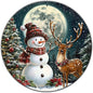 Christmas Snowman Decor Round Metal Tin Sign Christmas Deer Vintage Tin Sign for Home Coffee Wall Decor for Christmas Family Wall Decoration 8 * 8 in