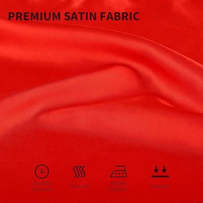 ANECO 16 Pack Square Satin Napkin Bright Silk Table Napkin Soft Smooth Fabric Table Napkin for Wedding Banquet Party Decoration, Red, 20 x 20 Inch