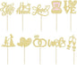 Ephlyn 30Pcs He Asked She Said Yes Cupcake Toppers Glitter Engagement Cupcake Toppers Diamond Ring Heart Love I Do Cupcake Picks for Engagement Wedding Party Cake Decorations Gold