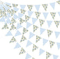32Ft Blue Flora Party Decorations Blue Gingham HydrangeaTriangle Flag Fabric Banner Pennant Garland Streamer for Flora Birthday Vintage Flower Baby Shower Wedding Tea Party Garden Decor Supplies