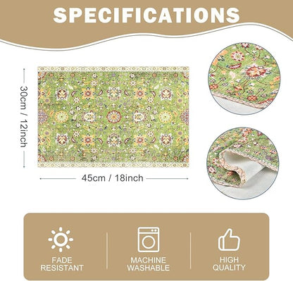 Snycler Table Runner Boho Table Runners Vintage Elegant Farmhouse Table Center Linen Decor for Home Dining Party Entrance (12x18 Inch,Set of 4) Green