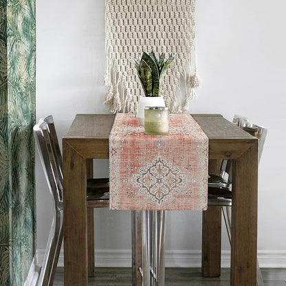 Snycler Table Runner Boho Table Runners Vintage Elegant Farmhouse Table Center Linen Decor for Home Dining Party Entrance (13x108 Inch) Light Pink